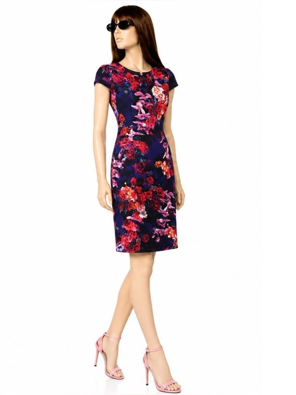 Betsey Johnson Midi Dress Red & Pink Festival Floral Dark Romantic